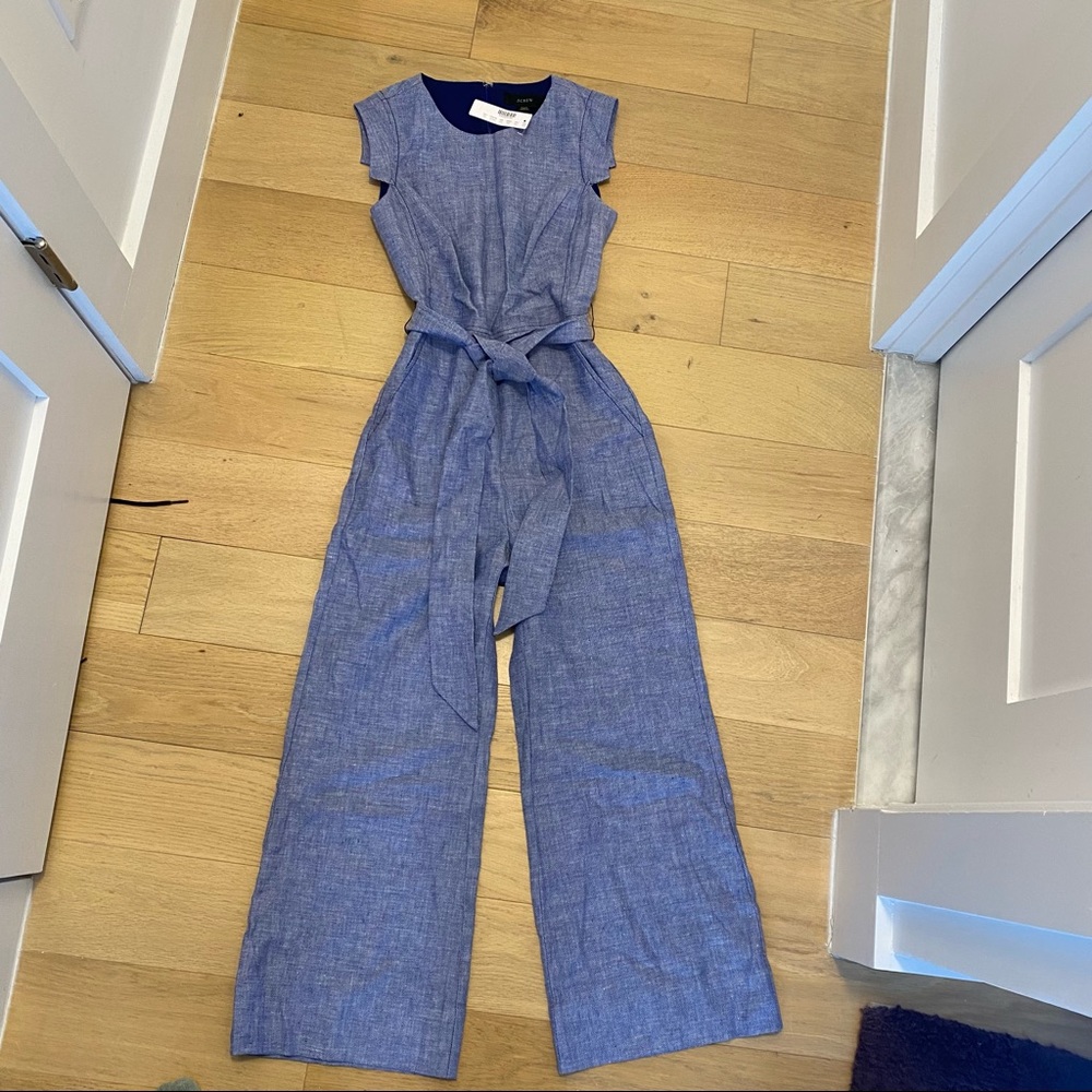 JCrew Blue Linen/Polyester Jumpsuit